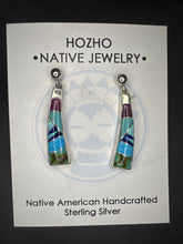 Load image into Gallery viewer, Hozho Inlay Necklace and Earring Set (purple and blue)
