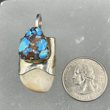 Load image into Gallery viewer, Golden Hills Turquoise Elk Ivory Pendant
