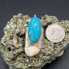 Load image into Gallery viewer, Nice Caramel Colored Elk Ivory With Old Stock Kingman Turquoise!
