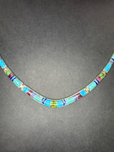 Load image into Gallery viewer, Hozho Inlay Necklace and Earring Set (purple and blue)
