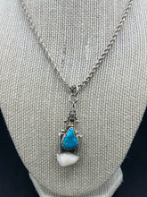 Load image into Gallery viewer, Sterling Silver Kachina With Bisbee Turquoise and Elk Ivory Pendant!
