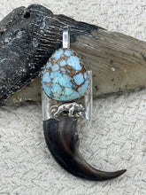 Load image into Gallery viewer, Large Bear Claw Pendent With Golden Hills Turquoise
