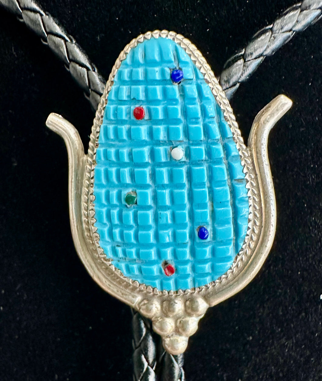 Zuni Turquoise Sterling Silver Bolo Tie