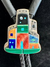 Load image into Gallery viewer, Sterling Silver Inlay Navajo Handmade Bolo Tie
