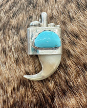 Load image into Gallery viewer, Small Mountain lion Claw pendant with Golden Hills Turquoise
