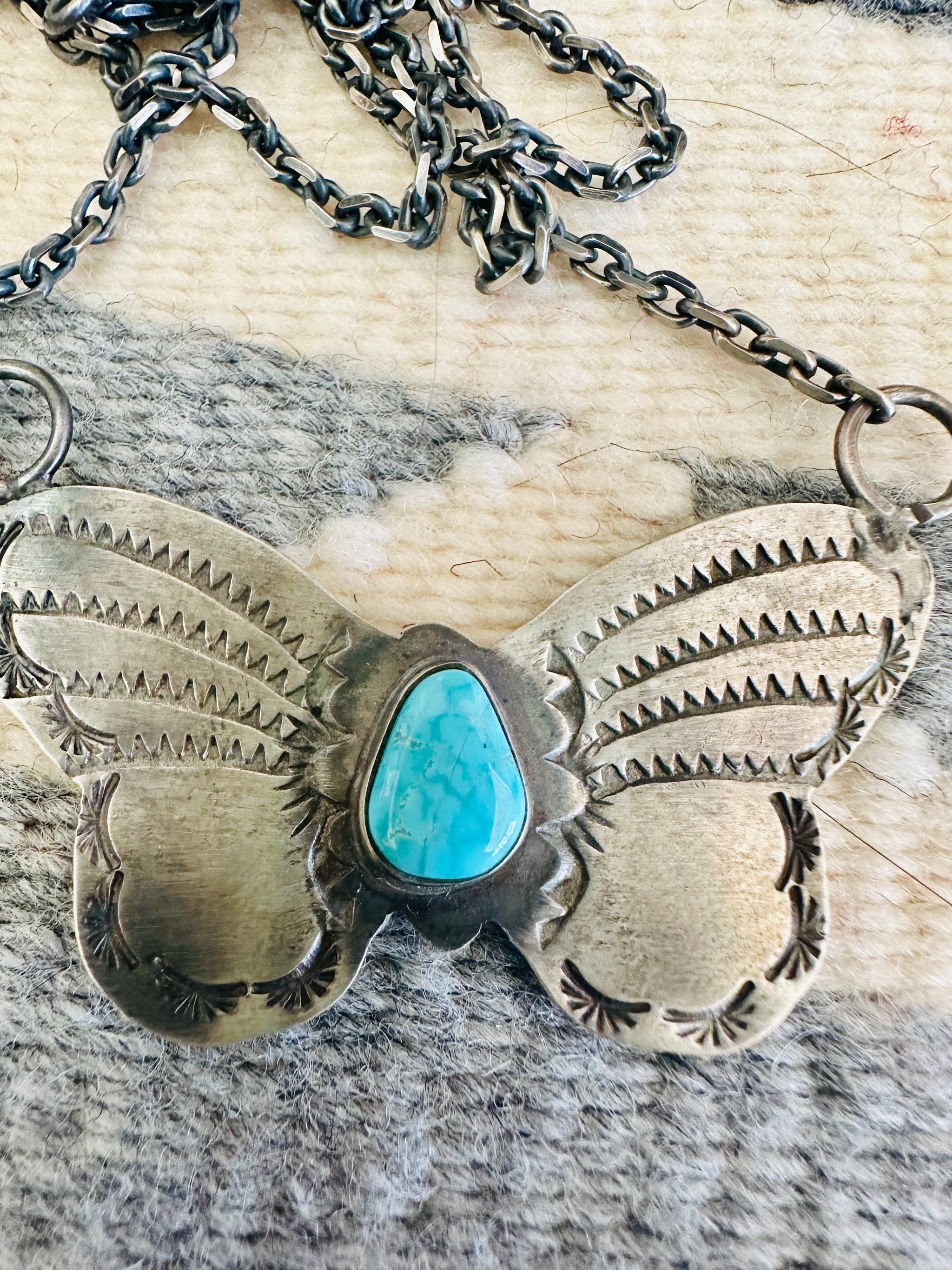 Sterling Silver Kingman Turquoise Butterfly Necklace – Zia Mountain