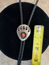 Load image into Gallery viewer, Navajo Handmade Sterling Silver Red Coral Bolo Tie
