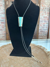 Load image into Gallery viewer, Handmade Navajo Sterling Silver Kingman Turquoise Bolo Tie
