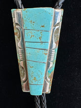 Load image into Gallery viewer, Handmade Navajo Sterling Silver Kingman Turquoise Bolo Tie
