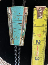 Load image into Gallery viewer, Handmade Navajo Sterling Silver Kingman Turquoise Bolo Tie
