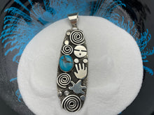 Load image into Gallery viewer, Turquoise and Sterling Silver Pictograph Pendant (Face)
