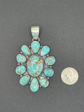 Load image into Gallery viewer, Large Turquoise and Stirling Silver Cluster Pendant
