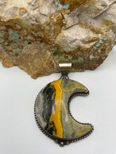 Load image into Gallery viewer, Bumble Bee Jasper Moon Pendant
