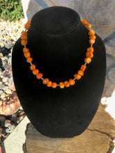 Load image into Gallery viewer, 18&quot; Rare Natural African Orange Coral and Silver Bead Necklace
