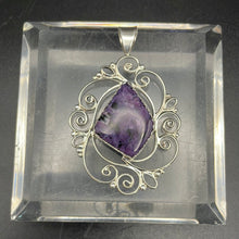 Load image into Gallery viewer, Decorative Charoite and Sterling Silver Pendant
