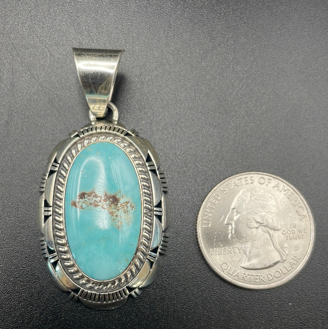 Beautiful Kingman Turquoise and Sterling Silver Pendant