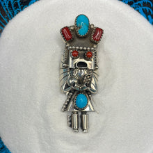 Load image into Gallery viewer, Kingman Turquoise and Coral Kachina Ring
