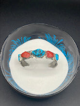 Load image into Gallery viewer, Kingman Turquoise and Coral Bracelet
