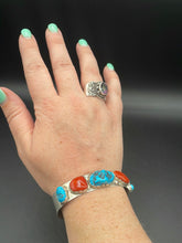 Load image into Gallery viewer, Kingman Turquoise and Coral Bracelet
