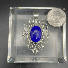 Load image into Gallery viewer, Decorative Sterling Silver Lapis pendant
