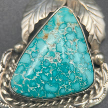 Load image into Gallery viewer, Double Leaf Sterling Silver and Turquoise Pendant
