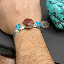 Load image into Gallery viewer, Coral and turquoise cuff
