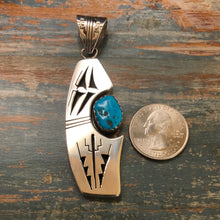 Load image into Gallery viewer, Sterling Silver Shadow box with Kingman Turquoise Pendant
