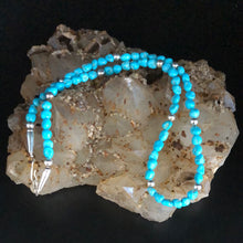 Load image into Gallery viewer, 18” High grade Natural Kingman Turquoise and Sterling Silver Necklace
