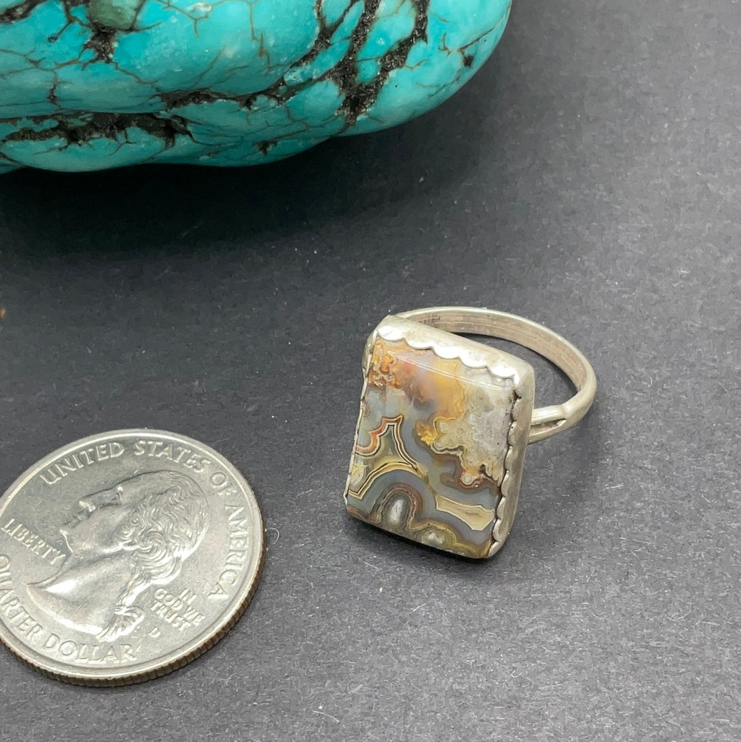 Crazy lace agate ring size 7
