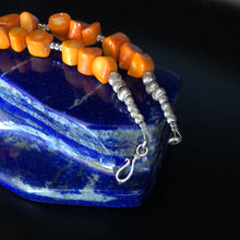 Load image into Gallery viewer, 18&quot; Rare Natural African Orange Coral and Silver Bead Necklace
