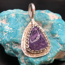 Load image into Gallery viewer, Charoite Stone and Sterling Silver pendant
