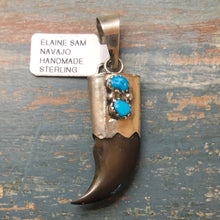 Load image into Gallery viewer, Small Bear Claw with Turquoise and Sterling Silver Pendant
