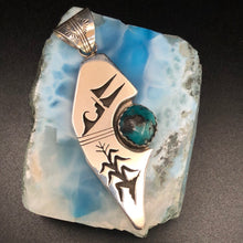 Load image into Gallery viewer, Sterling Silver Shadow box with Nacozari Turquoise Pendant
