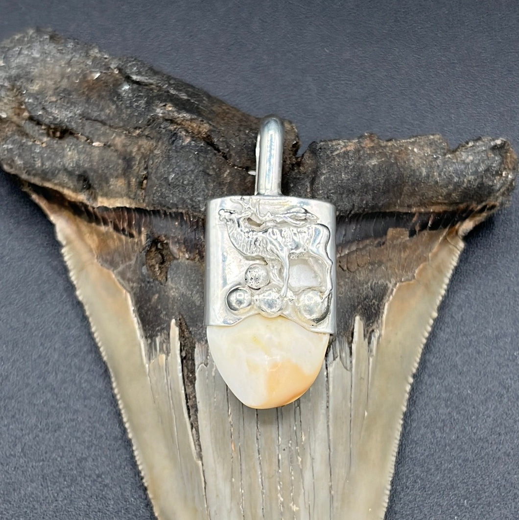 Elk Ivory with Sterling Silver Elk and Setting