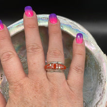 Load image into Gallery viewer, Red Coral and Sterling Silver Inlay ring
