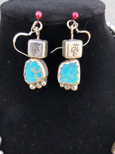 Load image into Gallery viewer, Beautiful 18&quot; Sonoran Gold Turquoise, Sterling Silver Kokopelli bead Necklace and Earring Set
