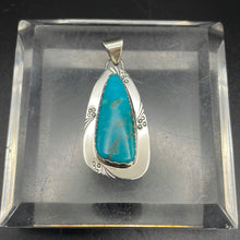 Load image into Gallery viewer, Kingman Turquoise and Sterling Silver pendant
