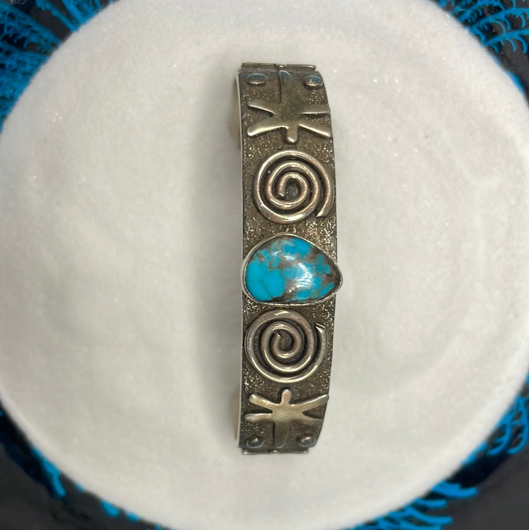 Kingman Turquoise and pictograph bracelet