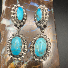 Load image into Gallery viewer, Sterling Silver with Kingman Turquoise Earrings
