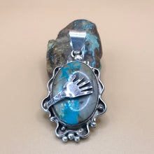 Load image into Gallery viewer, Blue Gem Turquoise Sterling Silver hand Pendant
