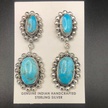 Load image into Gallery viewer, Sterling Silver with Kingman Turquoise Earrings
