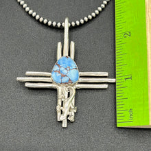 Load image into Gallery viewer, Gecko Zia Pendant with Golden Hills Turquoise!
