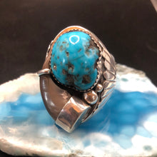 Load image into Gallery viewer, Large Kingman Turquoise and Bear Claw Ring!

