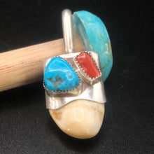 Load image into Gallery viewer, Elk Ivory with Natural Kingman Turquoise and Coral!
