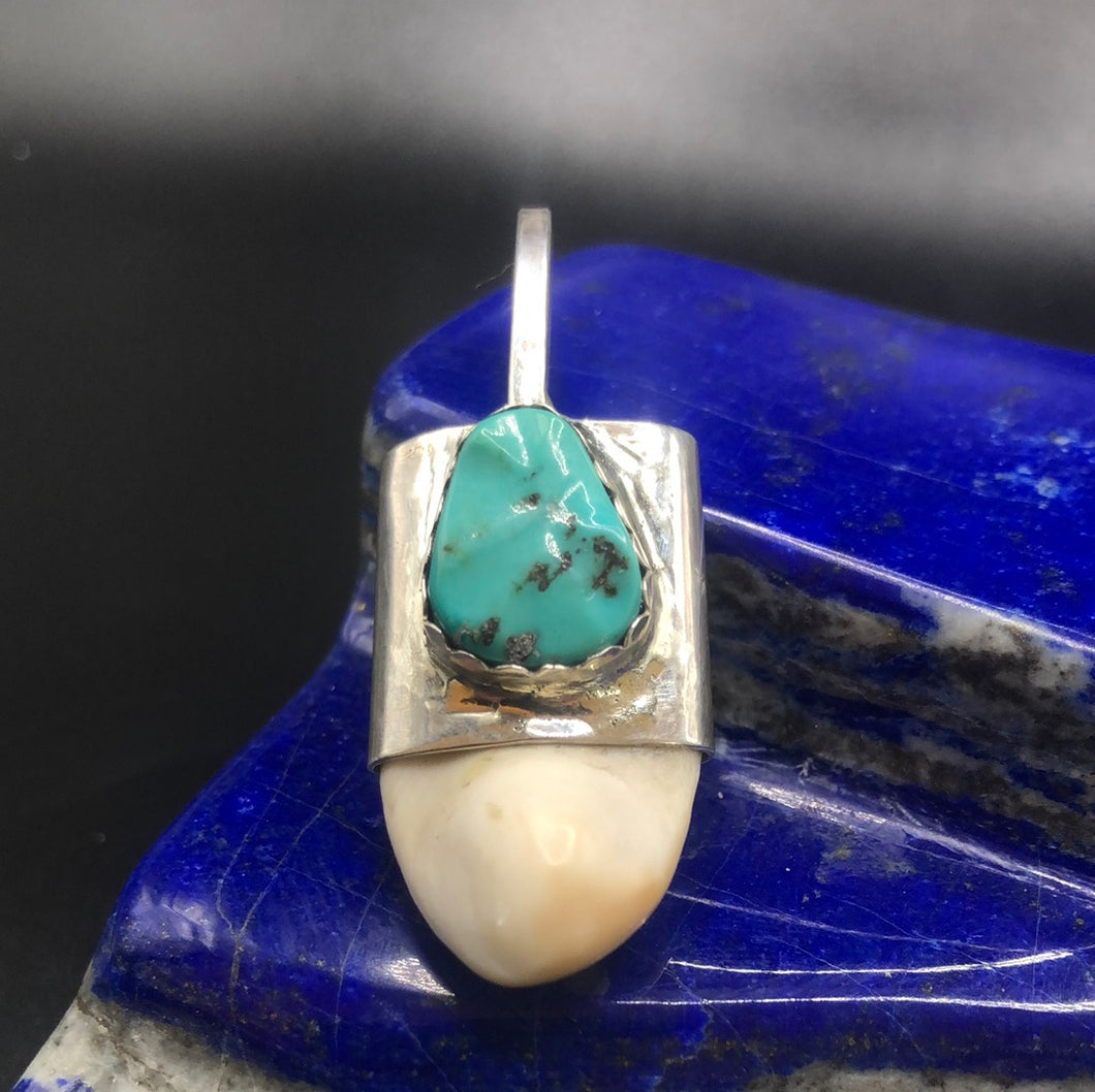 Elk Ivory with Sleeping Beauty Turquoise pendant