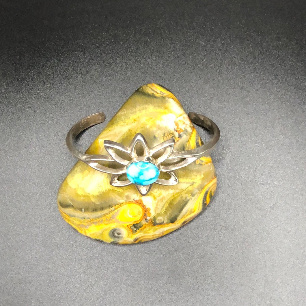 Natural Kingman Turquoise sand cast cuff bracelet