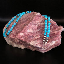 Load image into Gallery viewer, 18” High grade natural Kingman Turquoise and Sterling Silver Navajo Pearl Necklace
