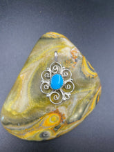 Load image into Gallery viewer, Small Decorative Sleeping Beauty Turquoise and Sterling Silver Pendant
