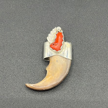 Load image into Gallery viewer, Bear Claw and Coral Pendant
