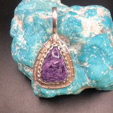 Load image into Gallery viewer, Charoite Stone and Sterling Silver pendant
